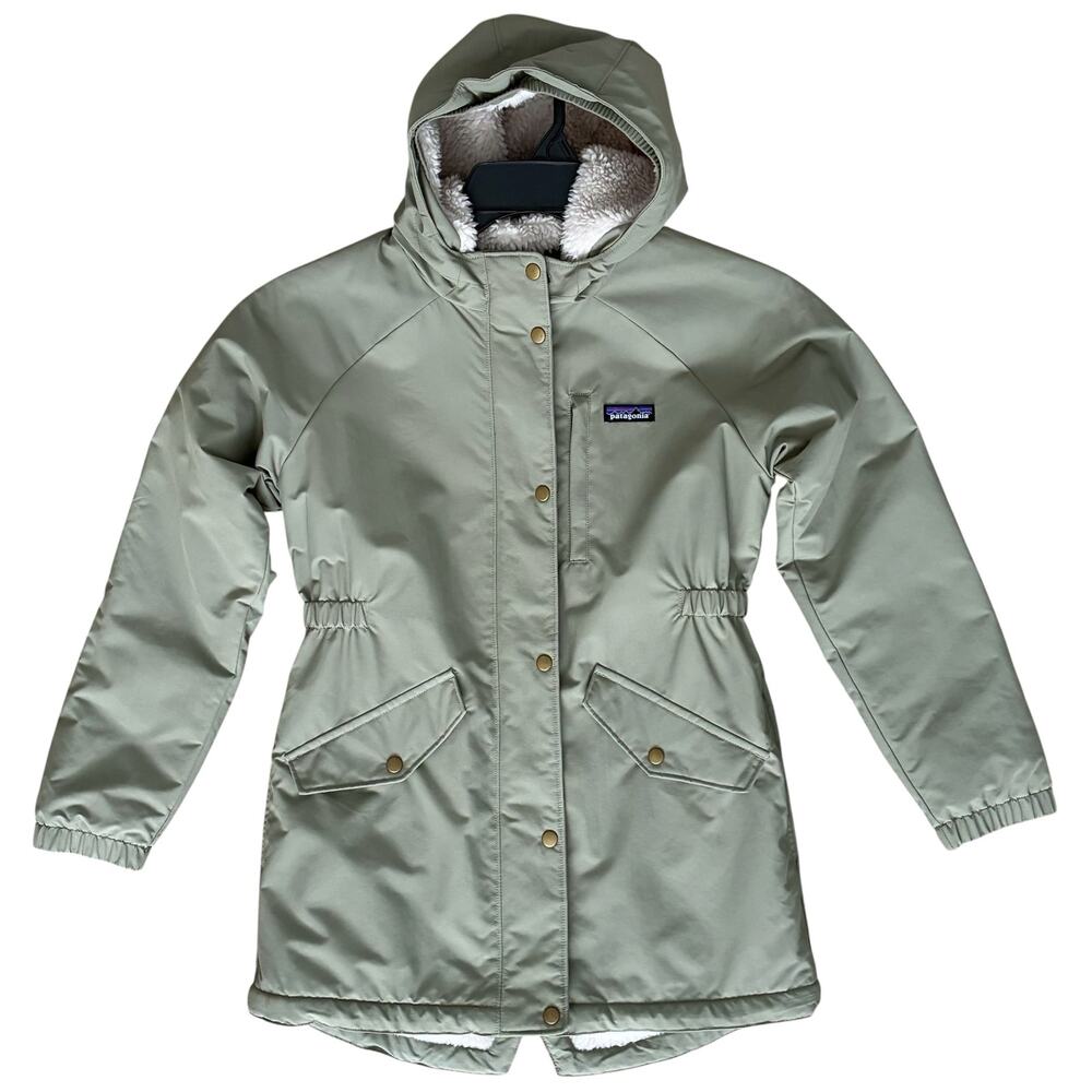 Patagonia Kids L (12) Insulated Parka Jacket-Sherpa Lined- Olive Green